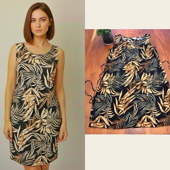 Vintage America Dresses & Skirts - Vintage Tradition Tropical Floral Pattern Artsy Sleeveless Midi Dress. US 10.